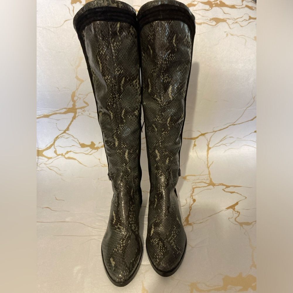 Donald J. Pliner Black Snake Print Ankle Boots